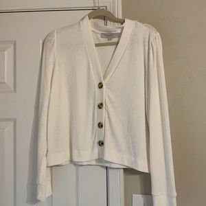 Loft ivory cropped ribbed cardigan